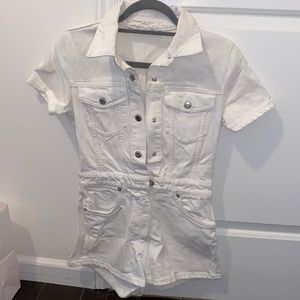 Zara white denim romper